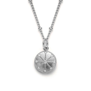 Elegant S925 sterling silver starburst pendant necklace with cubic zirconia stones