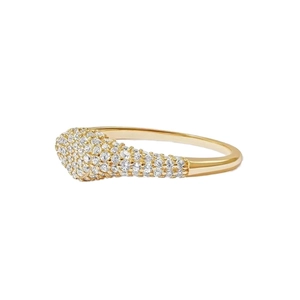 Elegant S925 sterling silver gold-plated ring with pave-set zircon crystals in a luxury style