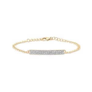 925 Sterling Silver Rectangular Pave Rhinestone Bracelet For Women Minimalist Adjustable Chain Geometric Jewelry Gift