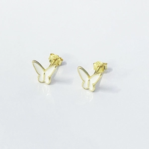 Exquisite Butterfly Enamel Stud Earrings For Women 925 Sterling Silver Gold Plated Animal Shape Fashion Ear Jewelry Gift