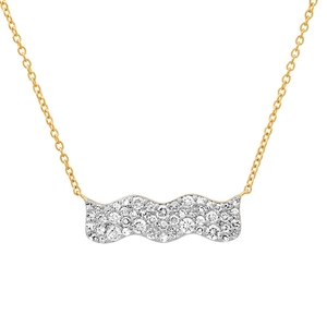 Collier Pendentif Vague Irrégulière en Argent Sterling 925 Minimaliste pour Femmes Bijoux en Strass Plaqué Or Argent