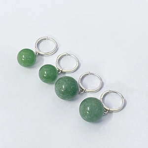 Elegant S925 sterling silver earrings with natural green aventurine quartz beads