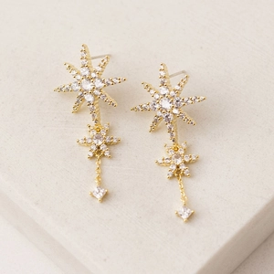 925 Sterling Silver Eight-pointed Star Dangle Stud Earrings Elegant Rhinestone Inlaid Long Tassel Earrings For Women Jewelry