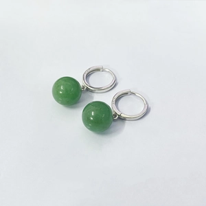 S925 Sterling Silver Natural Green Aventurine Bead Drop Earrings For Women Elegant Vintage Chinese Style Jewelry