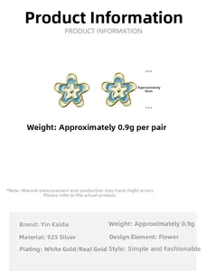 Detailed size specifications for 8mm S925 silver colorful enamel flower stud earrings