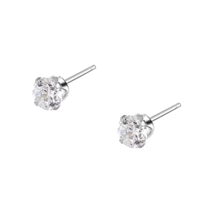 Boucles d'oreilles classiques en argent sterling 925 avec zircones rondes à griffes