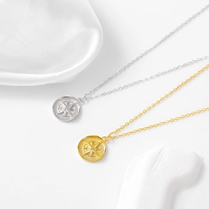 French Design 925 Sterling Silver Compass Pendant Necklace For Women Retro Starry Sky Compass Clavicle Chain Jewelry Gift