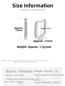 Detail specifications of U-shaped S925 silver earrings with AAAAA cubic zirconia