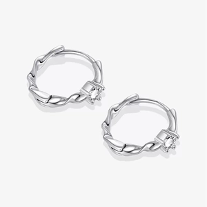 Elegant s925 silver Mobius twisted earrings with sparkling round cubic zirconia stones