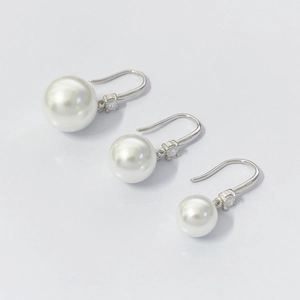 Boucles d'oreilles vintage en argent s925 avec perles et zircons en trois tailles