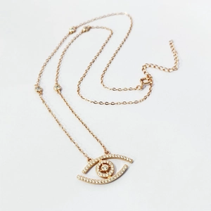 925 Sterling Silver Evil Eye Pendant Necklace Rose Gold Plated Full Zirconia Inlaid Fashion Jewelry For Women Clavicle Chain