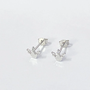 Elegant S925 sterling silver crown stud earrings with sparkling cubic zirconia stones