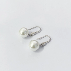 Boucles d'oreilles pendantes vintage en argent S925 avec perles et zircons brillants