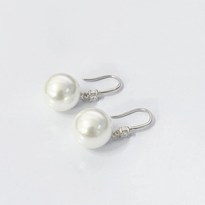 Boucles d'oreilles perles en argent S925 avec zircon de style rétro français chic