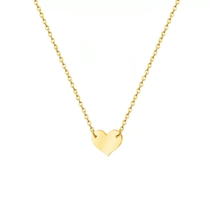 Polished S925 silver heart pendant necklace with minimalist gold plating on a white background