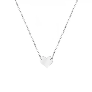 Polished S925 sterling silver heart pendant necklace with minimalist link chain for women