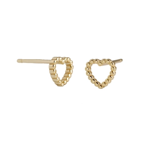 Élégantes boucles d'oreilles cœur évidé dorées avec bordure perlée pour femme