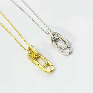 925 Sterling Silver Interlocking Circles Zirconia Pendant Necklace For Women Forever Engraved Clavicle Jewelry Gift