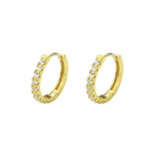 Boucles d'oreilles Créoles en Argent Sterling 925 avec Zirconia Pave pour Femmes Plaquées Or Minimalistes Bijoux de Mode