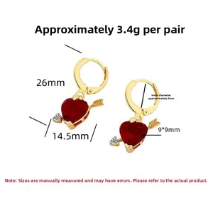 Spécifications des boucles d'oreilles cœur avec poids 3,4g et hauteur de 26mm