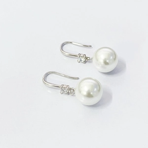 Boucles D'oreilles Pendantes Künstliche Perle Avec Tige En Argent Sterling 925 Et Zircon Étincelant Bijoux Minimalistes Pour Femmes