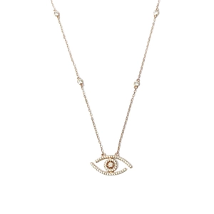 Luxurious S925 sterling silver evil eye necklace with crystals in rose gold finish
