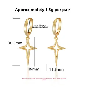Detailed size specifications for gold star hoop earrings with dimensions and weight