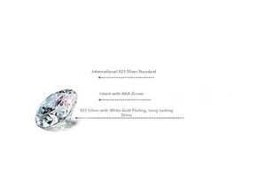 Detail of S925 sterling silver ring with AAA zircon and premium white gold plating