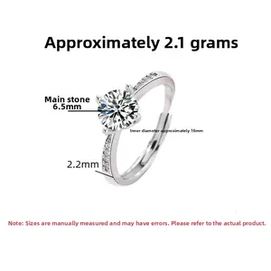 Dettagli dimensionali dell'anello in zirconia da 6,5 mm con larghezza e diametro interno