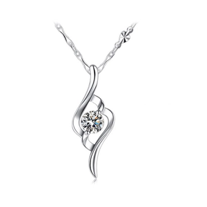 S925 Sterling Silver Water Drop Pendant Women Clear Purple Rhinestone Flowing Line Pendant Only Without Chain Jewelry