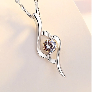 Elegant S925 silver necklace featuring a sparkling zircon pendant in a diamond shape