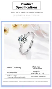 Dettaglio dell'anello a corona in argento sterling 925 con zircone rotondo da 6,5 mm