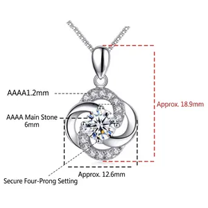 Collier en argent sterling S925 avec pendentif trèfle à quatre feuilles et zircon