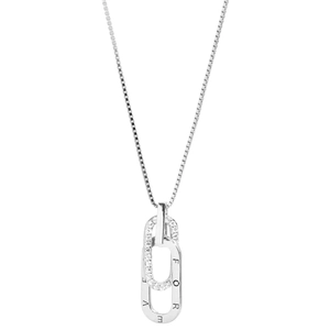 S925 sterling silver interlocking double ring pendant necklace with Forever engraving