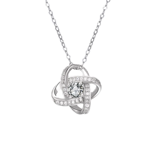 S925 sterling silver four-leaf clover necklace featuring a sparkling zircon pendant