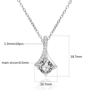 Collier en argent sterling S925 avec pendentif zircon de 6,5 mm et pavage de pierres