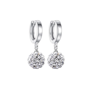 925 Sterling Silver Shamballa Ball Drop Earrings Pave Rhinestone Geometric Hoop Earrings For Women Fashion Jewelry