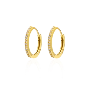 Orecchini Huggie Hoop in Argento Sterling 925 per Donna Lusso Orecchini a Cerchio con Strass a Fila Singola Gioielli