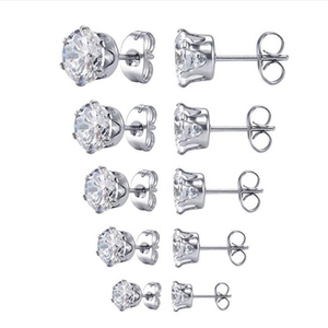 Lot de 5 paires de boucles d'oreilles en argent 925 avec zircons ronds à 6 griffes