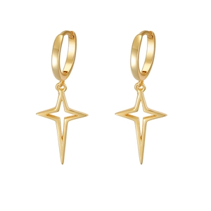 925 Sterling Silver North Star Drop Earrings Minimalist Four Pointed Star Huggie Hoop Earrings For Women Fashion Jewelry