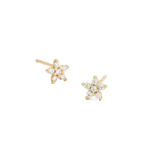 Elegant 925 sterling silver gold star stud earrings with sparkling cubic zirconia stones