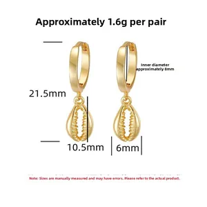 Detailed dimension guide for S925 sterling silver shell drop earrings in gold plating