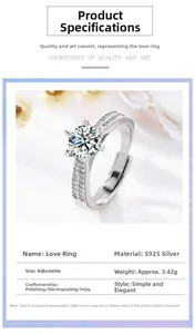 Detailed view of S925 silver ring featuring 6-prong setting and pavé zircon stones