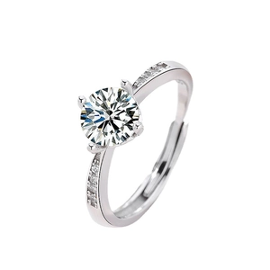 Elegante anello a corona in argento sterling S925 con uno zircone rotondo da 6,5 mm