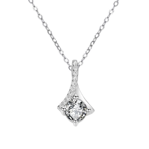 Collier avec pendentif en argent sterling S925 et oxydes de zirconium micro-pavés chic