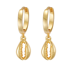 925 Sterling Silver Shell Drop Hoop Earrings French Light Luxury INS Style Gold Silver Sea Shell Huggie Earrings For Women Jewelry