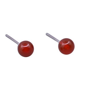 Elegant S925 sterling silver stud earrings featuring polished natural red agate beads
