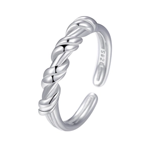 S925 Sterling Silver Knot Open Ring For Women Minimalist Twist Rope Adjustable Finger Ring Korean Niche Design Jewelry Gift