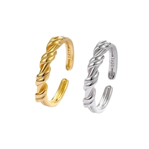 Minimalist S925 sterling silver knot rings in gold and silver finish with open design
