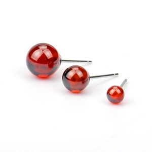 Three sizes of red chalcedony stud earrings with polished s925 silver metal needles